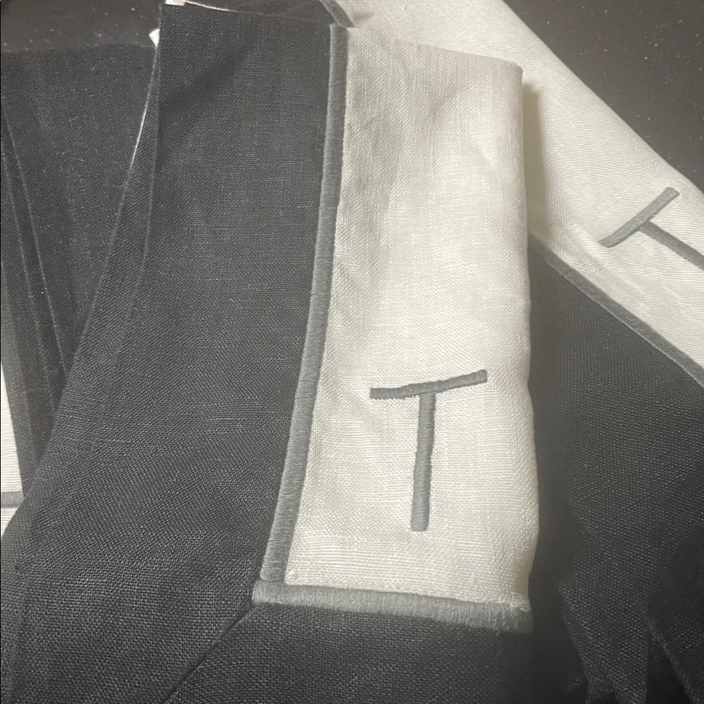 Williams Sonoma Black and White Linen Fabric
